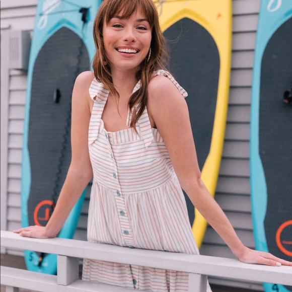 Gal Meets Glam Striped Midi Dress - Pink and Blue - Picture 2 of 4